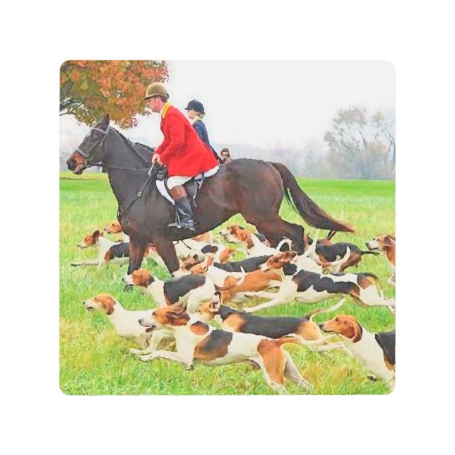 Hunting with hounds   metal print (Front)