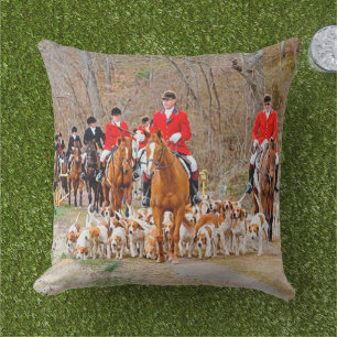 Hunting with hounds     outdoor pillow