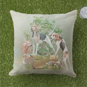 Hunting with hounds     outdoor pillow