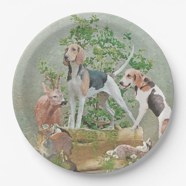 Hunting with hounds     paper plates (Front)