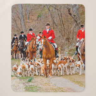Hunting with hounds sherpa blanket