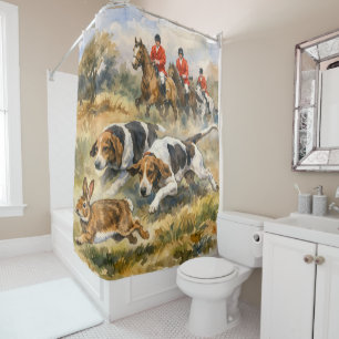 Hunting with hounds shower curtain