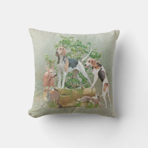 Hunting with hounds throw pillow