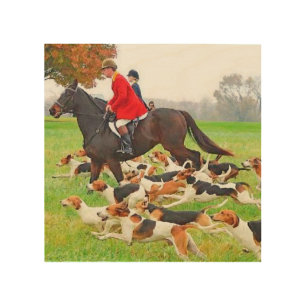 Hunting with hounds wood wall art