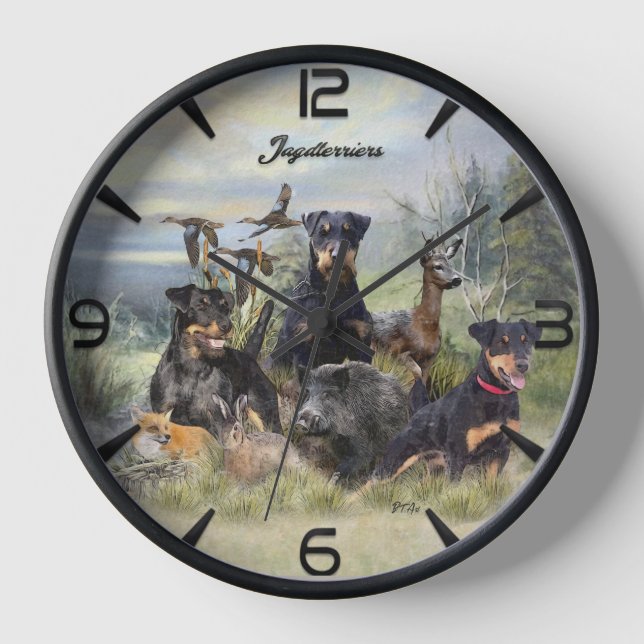 Hunting with Jagdterriers , Art  Clock (Front)