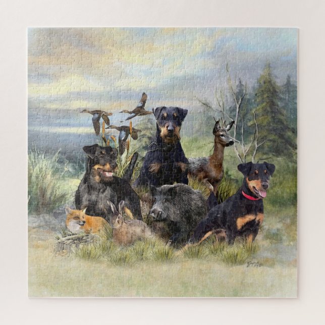 Hunting with Jagdterriers , Art  Jigsaw Puzzle (Vertical)