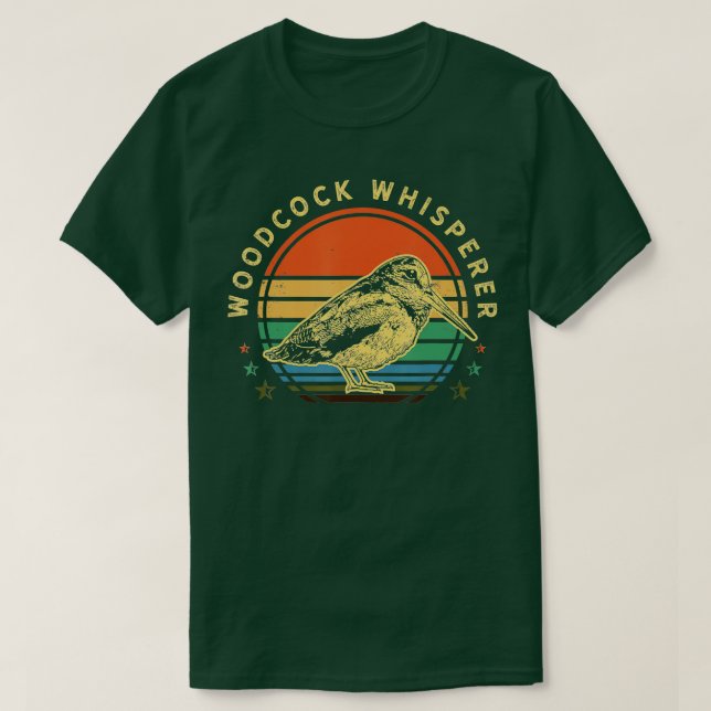 Hunting Woodcock bird retro sunset funny whisperer T-Shirt (Design Front)