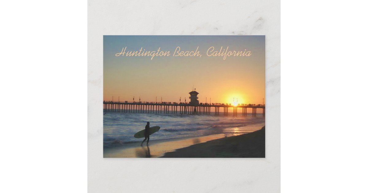 Huntington Beach at Sunset Postcard | Zazzle