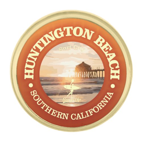 Huntington Beach C Gold Finish Lapel Pin