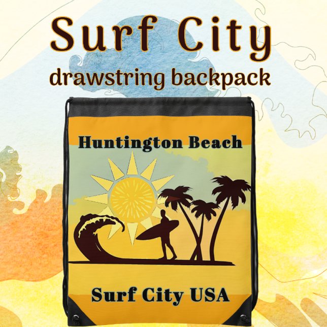 Huntington Beach CA Surf City USA Drawstring Bag (Creator Uploaded)