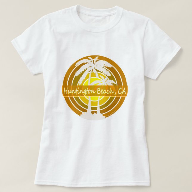 Huntington Beach, CA with Palm Trees T-Shirt (Design Front)
