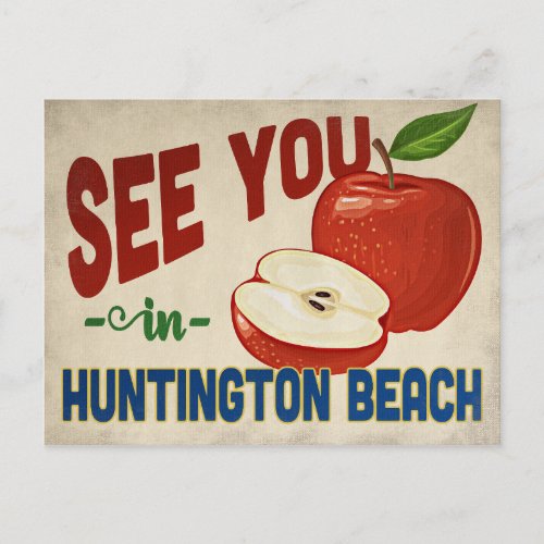 Huntington Beach California Apple _ Vintage Travel Postcard
