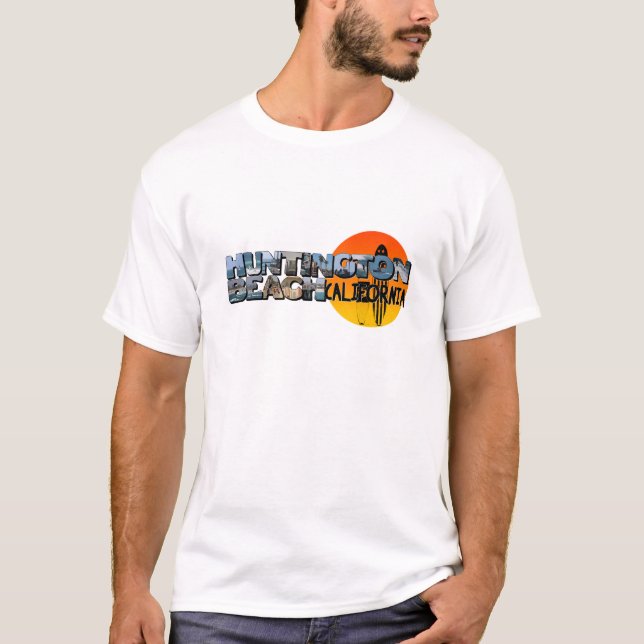 Huntington Beach California Big Letter with Sun T-Shirt (Front)
