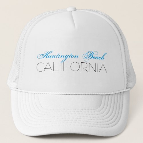 Huntington Beach CALIFORNIA Blue and Black Trucker Hat