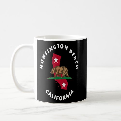 Huntington Beach California CA Flag and Bear Badge Coffee Mug