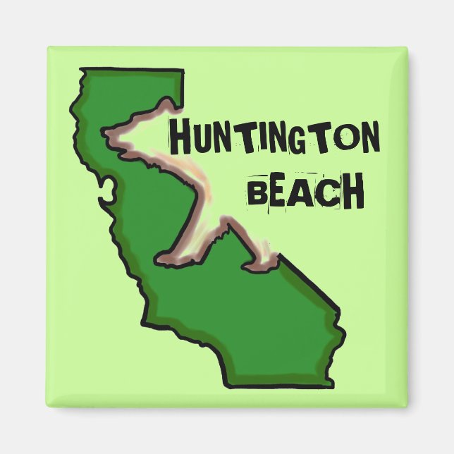 Huntington Beach California green state magnet (Front)