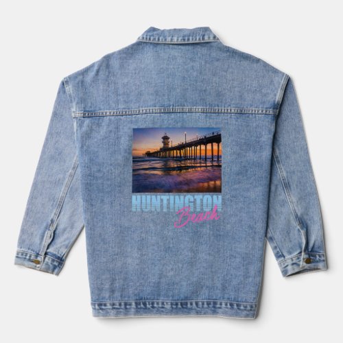 Huntington Beach California Orange County Pier Doc Denim Jacket
