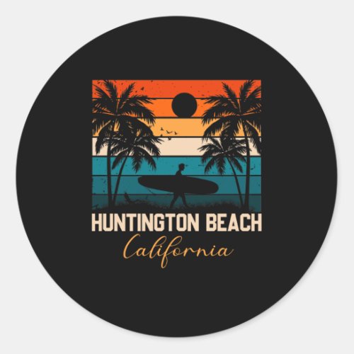 Huntington Beach California Palms Vacation Trip Classic Round Sticker