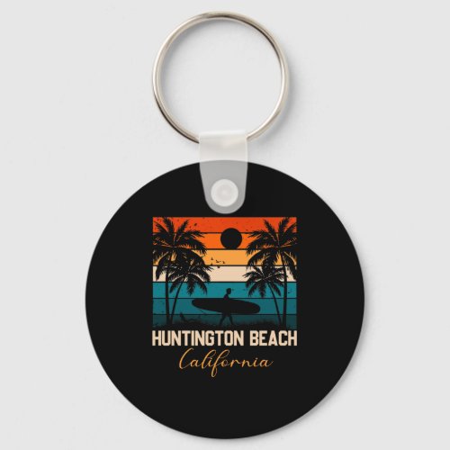 Huntington Beach California Palms Vacation Trip Keychain