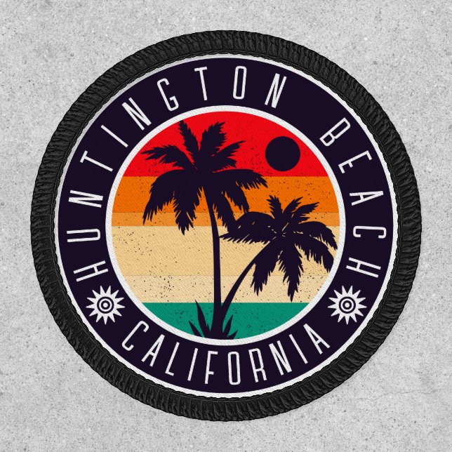 Huntington Beach California Retro Palm Trees 60s Patch (Front)