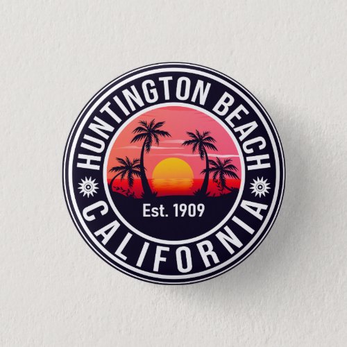 Huntington Beach California Retro Sunset Souvenirs Button