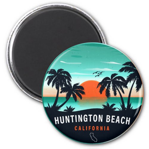 Huntington Beach California Retro Sunset Souvenirs Magnet