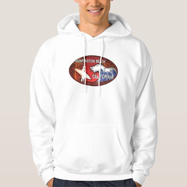 Huntington Beach California surfer wave guy hoodie (Front)