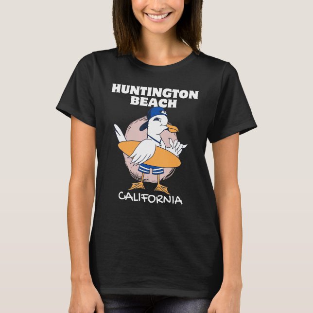 HUNTINGTON BEACH CALIFORNIA Surfing Retro Wave Vin T-Shirt (Front)