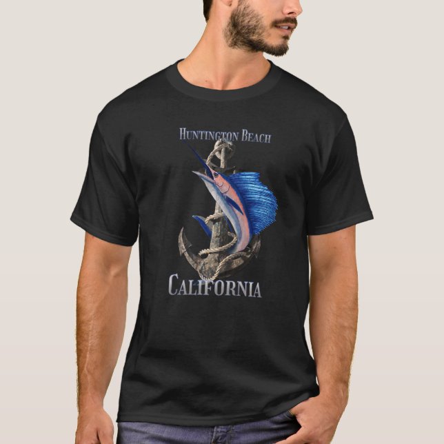 Huntington Beach California Swordfish Marlin Ocean T-Shirt (Front)
