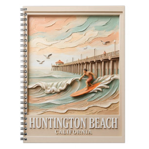 Huntington Beach California Texture Surfer Surfing Notebook