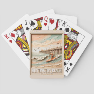 Huntington Beach California Texture Surfer Surfing Poker Cards