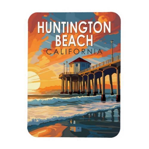 Huntington Beach California Travel Art Vintage Magnet