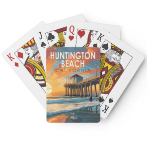 Huntington Beach California Travel Art Vintage Poker Cards
