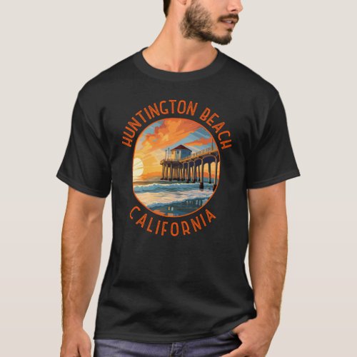 Huntington Beach California Travel Art Vintage T_Shirt