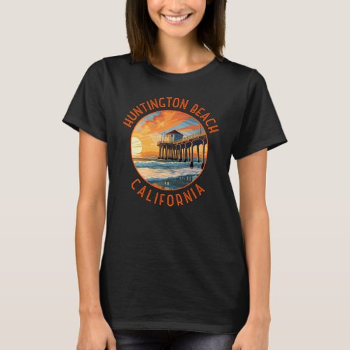 Huntington Beach California Travel Art Vintage T_Shirt