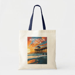 Huntington Beach California Travel Art Vintage Tote Bag