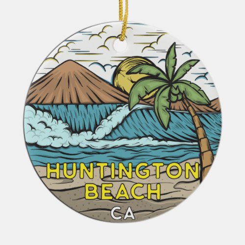Huntington Beach California Vintage Ceramic Ornament