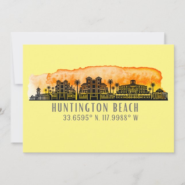 Huntington Beach City Silhouette Greeting Card (Front)