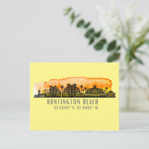 Huntington Beach City Silhouette Postcard