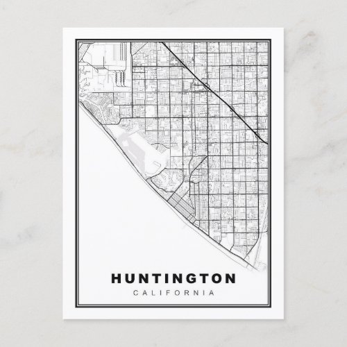 Huntington Beach Map Holiday Postcard