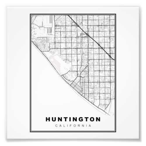 Huntington Beach Map Photo Print
