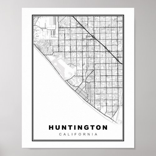Huntington Beach Map Poster