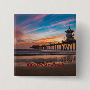 Huntington Beach Pier at sunset Button