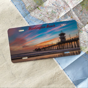 Huntington Beach Pier at sunset License Plate
