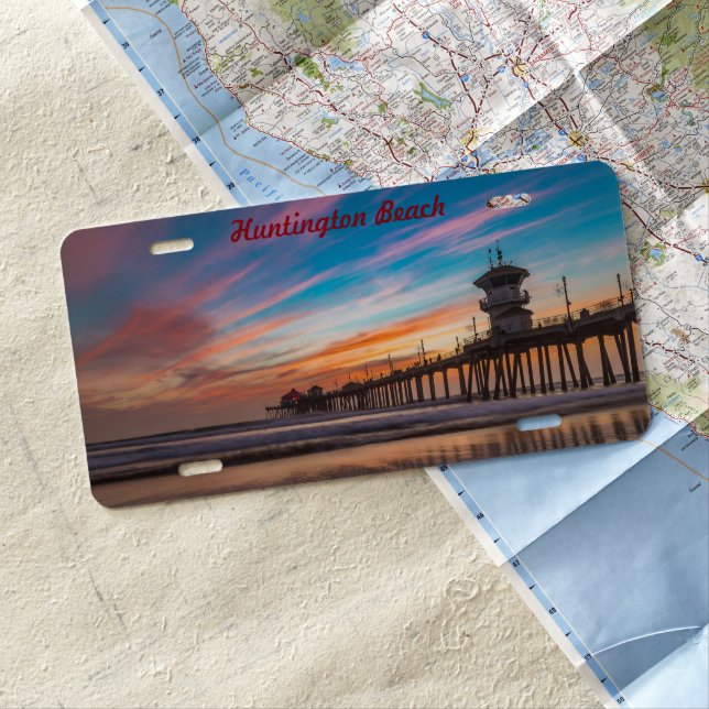 Huntington Beach Pier at sunset License Plate (In Situ)