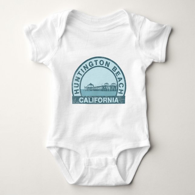 Huntington Beach Pier Baby Bodysuit (Front)