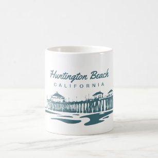 Huntington Beach Pier, California - Custom Design Coffee Mug