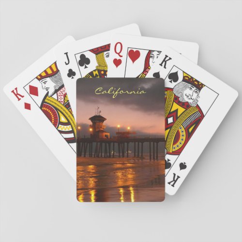 Huntington Beach Pier California Sunset Playing Cards