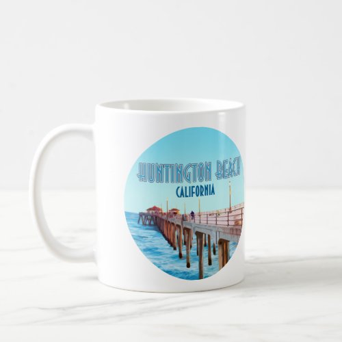Huntington Beach Pier California Vintage Coffee Mug