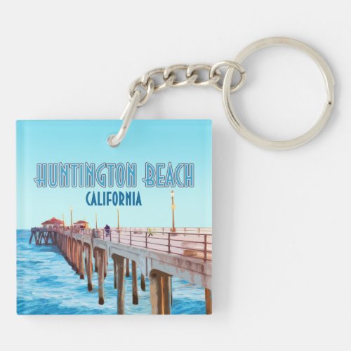 Huntington Beach Pier California Vintage Keychain